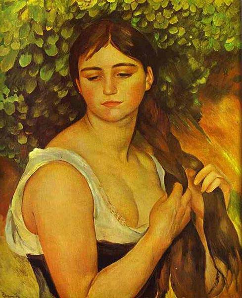 Pierre-Auguste Renoir Girl Braiding Her Hair